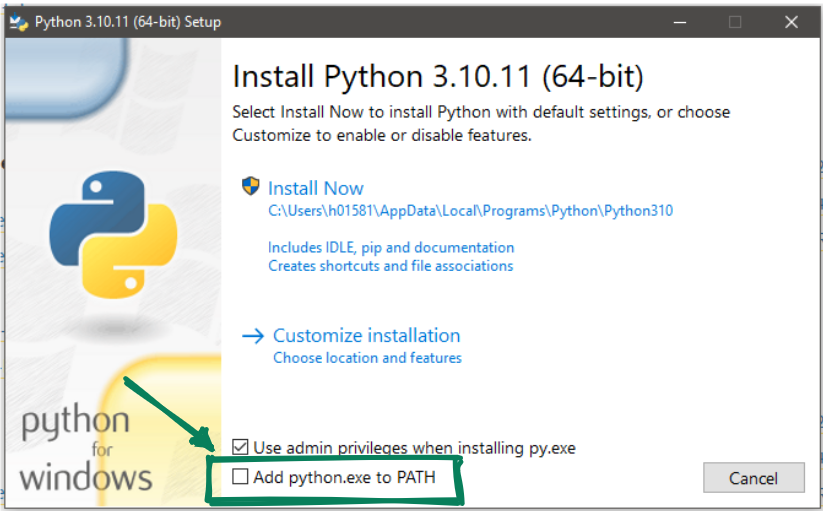 Add python.exe to PATH